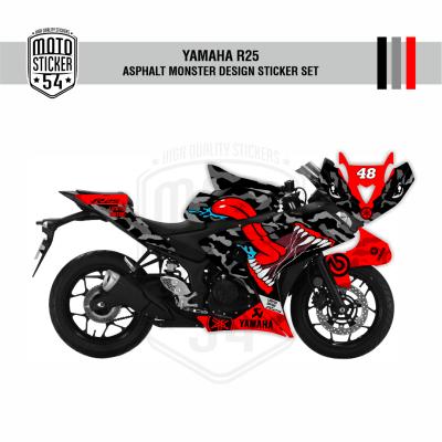 Yamaha R25 Asphalt Monster Design Görsel Siyah