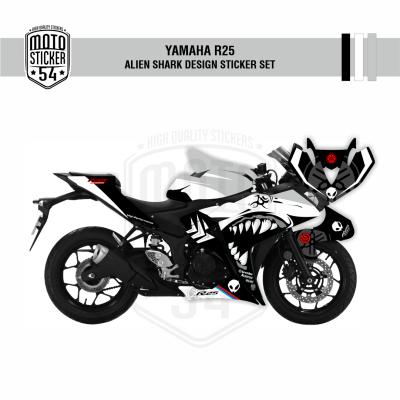 Yamaha R25 Eski Kasa Alien Shark Design Görsel Beyaz