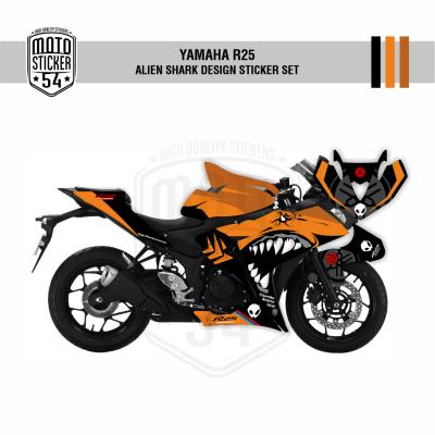 Yamaha R25 Eski Kasa Alien Shark Design Görsel Turuncu