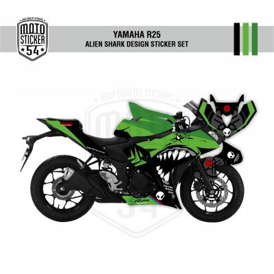 Yamaha R25 Eski Kasa Alien Shark Design Görsel Yeşil