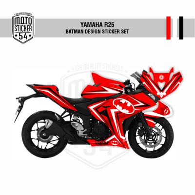Yamaha R25 Eski Kasa Batman Design Görsel Kırmızı Beyaz