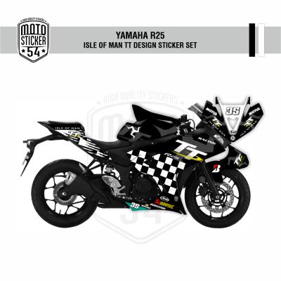 Yamaha R25 Eski Kasa Isle of Man TT Design Görsel Siyah